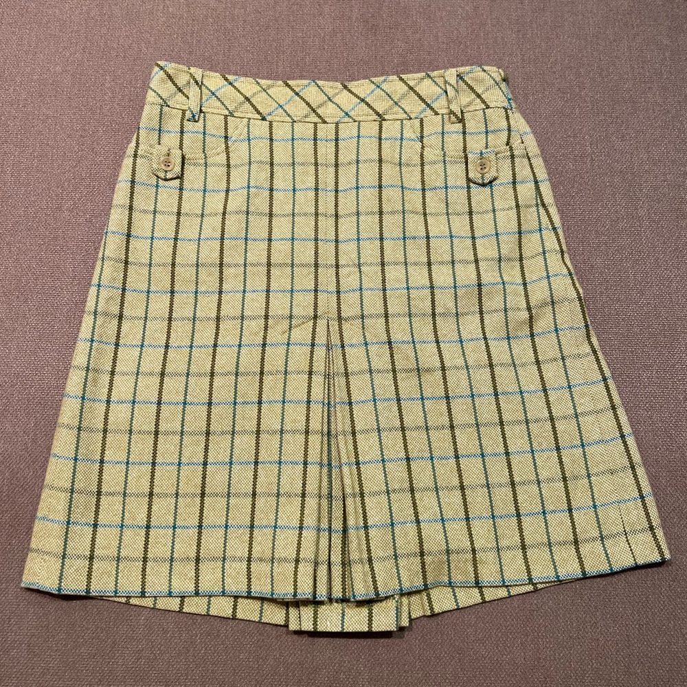 Loft Green Plaid Pencil Skirt